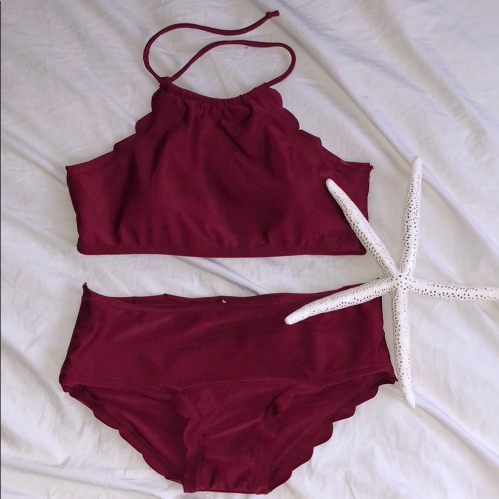Red high necked bikini